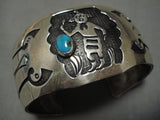 Superior Vintage Hopi Native American Navajo Mudhead Sterling Silver Persin Turquoise Bracelet-Nativo Arts