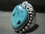 Big And Heavy Vintage Navajo Turquoise Chunk Native American Jewelry Silver Flank Ring Old-Nativo Arts