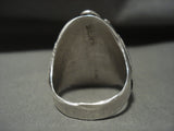 Big And Heavy Vintage Navajo Turquoise Chunk Native American Jewelry Silver Flank Ring Old-Nativo Arts
