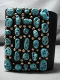 Big And Old!! Vintage Native American Navajo Turquoise Sterling Silver Ketoh Bracelet Old-Nativo Arts