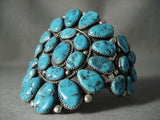 BIG BIG BIG OLD VINTAGE NAVAJO ""TURQUOISE CHUNK"" SILVER BRACELET-Nativo Arts