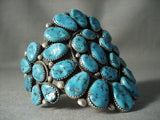 BIG BIG BIG OLD VINTAGE NAVAJO ""TURQUOISE CHUNK"" SILVER BRACELET-Nativo Arts