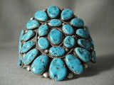 BIG BIG BIG OLD VINTAGE NAVAJO ""TURQUOISE CHUNK"" SILVER BRACELET-Nativo Arts