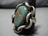 Big Big!! Vintage Native American Navajo Sterling Silver Royston Turquoise Sterling Silver Ring-Nativo Arts