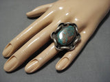 Big Big!! Vintage Native American Navajo Sterling Silver Royston Turquoise Sterling Silver Ring-Nativo Arts
