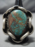 Big Big!! Vintage Native American Navajo Sterling Silver Royston Turquoise Sterling Silver Ring-Nativo Arts