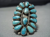 Big Big!! Vintage Navajo Turquoise Sterling Silver Native American Jewelry Ring Old-Nativo Arts