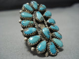 Big Big!! Vintage Navajo Turquoise Sterling Silver Native American Jewelry Ring Old-Nativo Arts