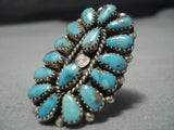 Big Big!! Vintage Navajo Turquoise Sterling Silver Native American Jewelry Ring Old-Nativo Arts