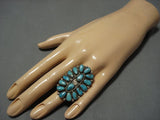 Big Big!! Vintage Navajo Turquoise Sterling Silver Native American Jewelry Ring Old-Nativo Arts