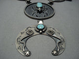 Big Big!! Vintage Navajo Turquoise Sterling Silver Squash Blossom Necklace-Nativo Arts