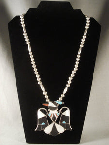Big Bird Vintage Zuni Turquoise Native American Jewelry Silver Necklace-Nativo Arts