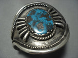 Big Bisbee!! Vintage Navajo Native American Jewelry jewelry Turquoise Sterling Silver Bracelet Old-Nativo Arts