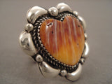 Big Cute Heart Of Love Spiny Oyster Sterling Native American Jewelry Silver Navajo Ring-Nativo Arts