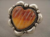 Big Cute Heart Of Love Spiny Oyster Sterling Native American Jewelry Silver Navajo Ring-Nativo Arts