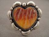 Big Cute Heart Of Love Spiny Oyster Sterling Native American Jewelry Silver Navajo Ring-Nativo Arts