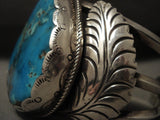 Big Kahuna Vintage Navajo Blue Spider Turquoise Native American Jewelry Silver Leaf Bracelet Old-Nativo Arts