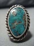 Big Men's Heavy 36 Grams Vintage Native American Jewelry Navajo Green Turquoise Sterling Silver Ring Old-Nativo Arts