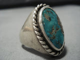 Big Men's Heavy 36 Grams Vintage Native American Jewelry Navajo Green Turquoise Sterling Silver Ring Old-Nativo Arts
