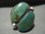Big Men's Vintage Navajo Royston Turquoise Duel Stone Native American Jewelry Silver Ring Old-Nativo Arts