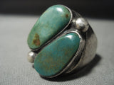 Big Men's Vintage Navajo Royston Turquoise Duel Stone Native American Jewelry Silver Ring Old-Nativo Arts