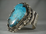 Big Mesmerizing Navajo 'Deep Blue Turquoise' Native American Jewelry Silver Bracelet-Nativo Arts