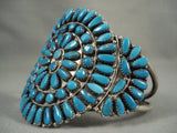 Big Old 'Deep Sea' Turquoise Vintage Navajo Native American Jewelry Silver Bracelet-Nativo Arts
