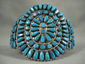 Big Old 'Deep Sea' Turquoise Vintage Navajo Native American Jewelry Silver Bracelet-Nativo Arts
