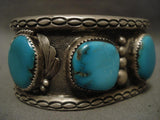 Big Old Vintage Navajo 1950's Turquoise Native American Jewelry Silver Bracelet-Nativo Arts