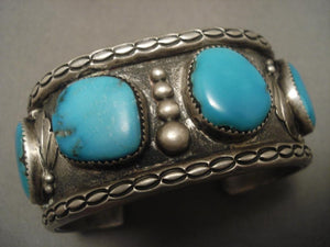 Big Old Vintage Navajo 1950's Turquoise Native American Jewelry Silver Bracelet-Nativo Arts