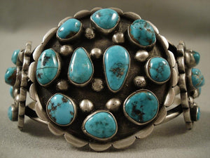 Big Old Vintage Navajo Bisbee Turquoise Native American Jewelry Silver Bracelet-Nativo Arts