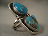 Big Old Vintage Navajo Bisbee Turquoise Native American Jewelry Silver Ring-Nativo Arts