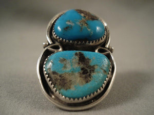 Big Old Vintage Navajo Bisbee Turquoise Native American Jewelry Silver Ring-Nativo Arts
