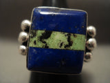 Big Thick And Heavy Vintage Navajo Lapis And Gaspeite Native American Jewelry Silver Ring-Nativo Arts