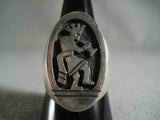 Big Vintage Navajo Dancing Kokopelli Sterling Native American Jewelry Silver Ring Old-Nativo Arts