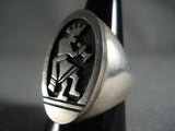 Big Vintage Navajo Dancing Kokopelli Sterling Native American Jewelry Silver Ring Old-Nativo Arts