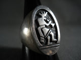 Big Vintage Navajo Dancing Kokopelli Sterling Native American Jewelry Silver Ring Old-Nativo Arts