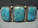 Big!! Vintage Navajo Native American Jewelry jewelry Squared Turquoise Sterling Silver Bracelet Cuff Old-Nativo Arts