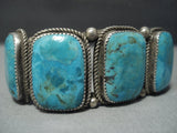 Big!! Vintage Navajo Native American Jewelry jewelry Squared Turquoise Sterling Silver Bracelet Cuff Old-Nativo Arts