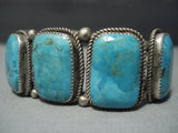 Big!! Vintage Navajo Native American Jewelry jewelry Squared Turquoise Sterling Silver Bracelet Cuff Old-Nativo Arts