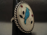 Big Vintage Zuni/ Navajo Bluejay Turquoise Native American Jewelry Silver Ring-Nativo Arts