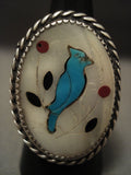 Big Vintage Zuni/ Navajo Bluejay Turquoise Native American Jewelry Silver Ring-Nativo Arts