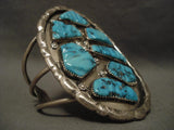 Big Vintage Zuni Turquoise Leaf Native American Jewelry Silver Bracelet-Nativo Arts