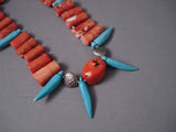 Bizarre Vintage Santo Domingo Coral Turquoise Necklace-Nativo Arts