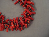 Blood Red Coral Navajo Native American Jewelry jewelry Brown Heishi Necklace-Nativo Arts