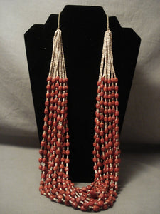 Blood Red Navajo Native American Jewelry jewelry Coral Necklace-Nativo Arts