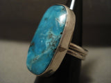 Blue Diamond Turquoise Vintage Navajo Adam Fierro Native American Jewelry Silver Ring-Nativo Arts