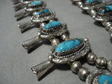 Blue Thunder Turquoise Vintage Native American Jewelry Navajo Sterling Silver Squash Blossom Necklace-Nativo Arts