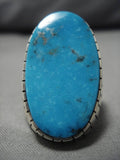 Breathtaking Vintage Native American Navajo Blue Diamond Turquoise Sterling Silver Ring Old-Nativo Arts