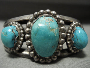 Bulbs Of Turquoise Vintage Navajo Native American Jewelry Silver Raindrop Bracelet Old-Nativo Arts